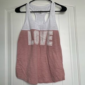 Pink and white tank top